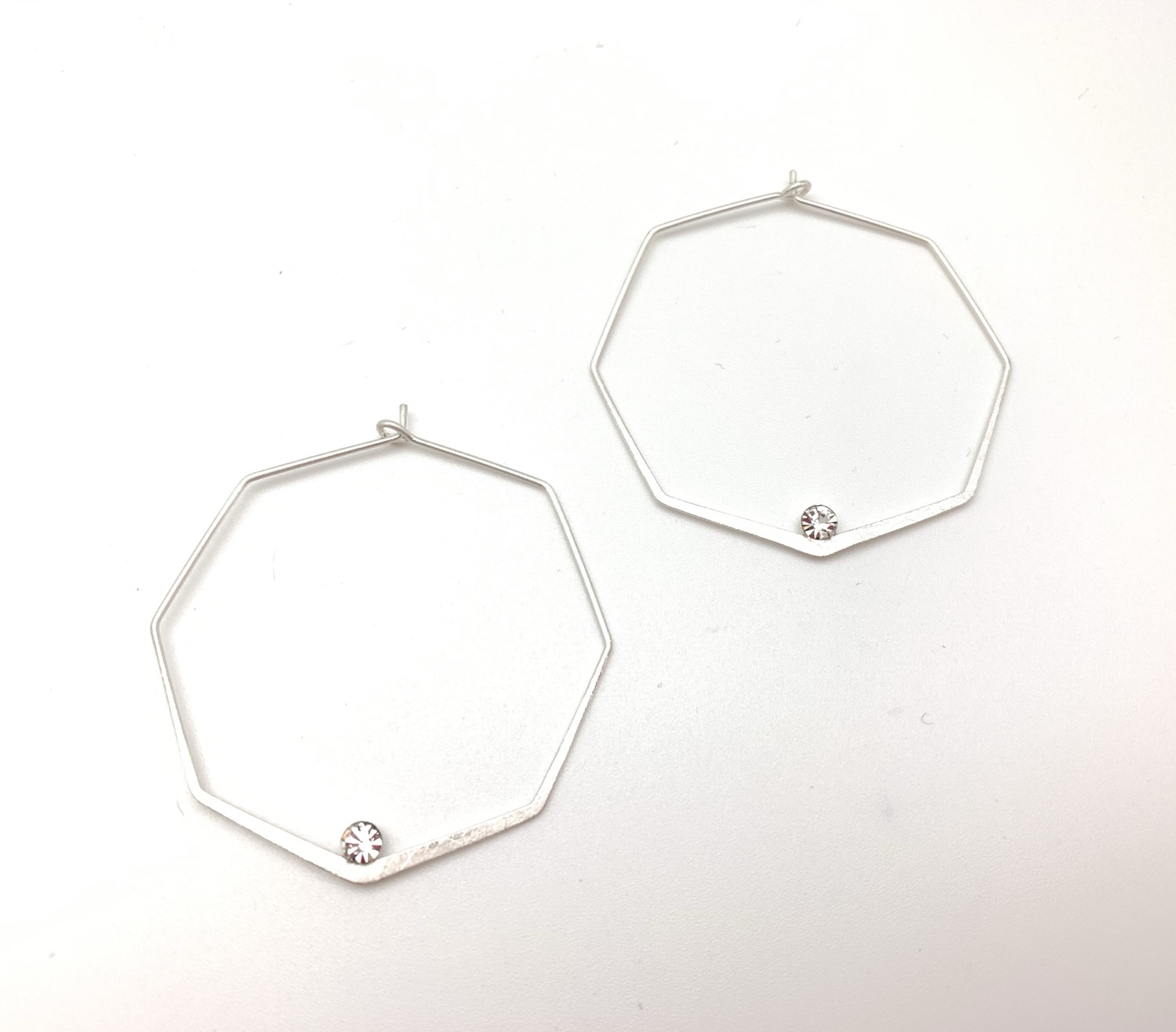 Thumbnail: ES433 Silver Geometric Hoop with Sparkle