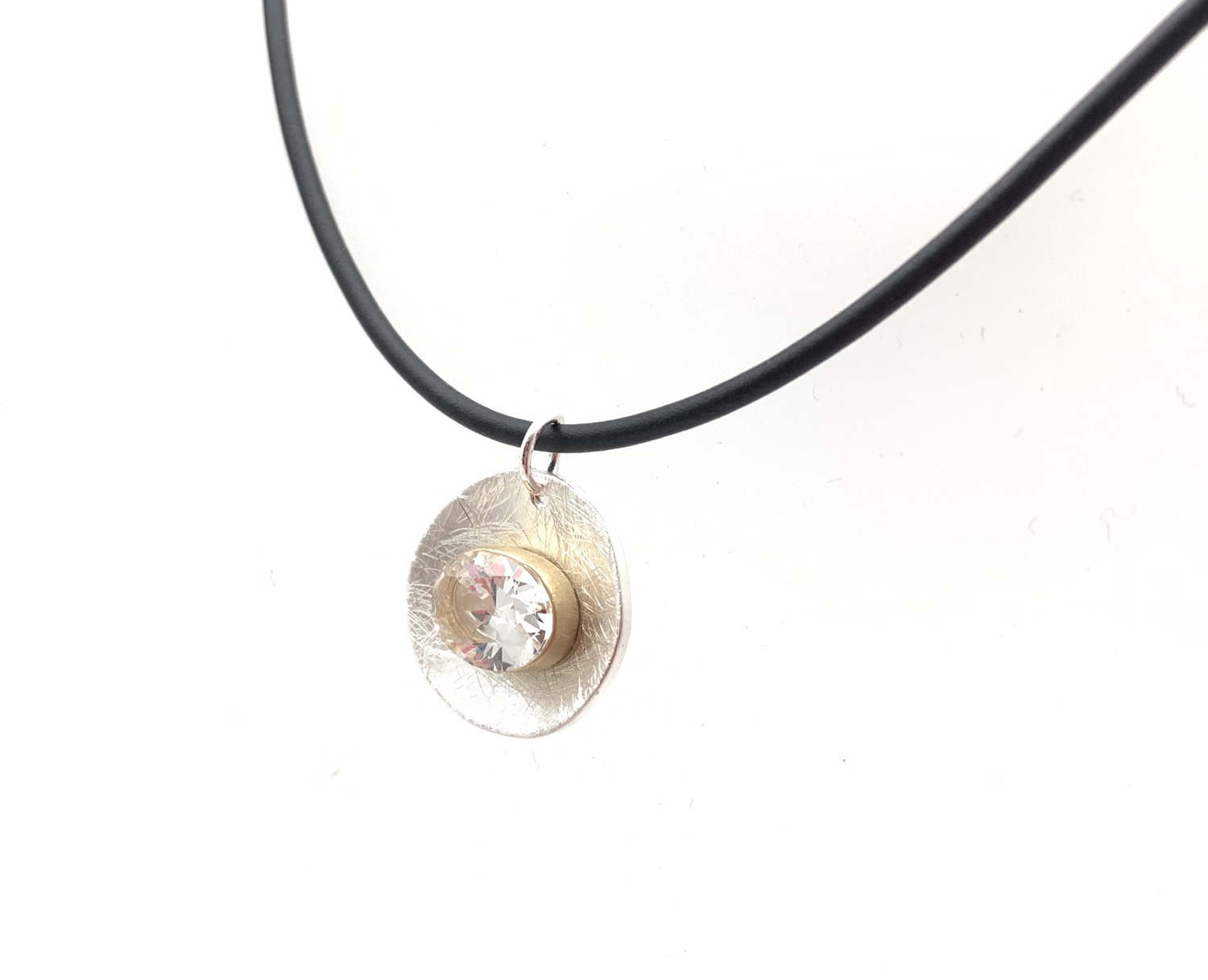 Thumbnail: NS69 Sale $13 Silver and Gold Swarovski Drop Cord Necklace 16"-18"