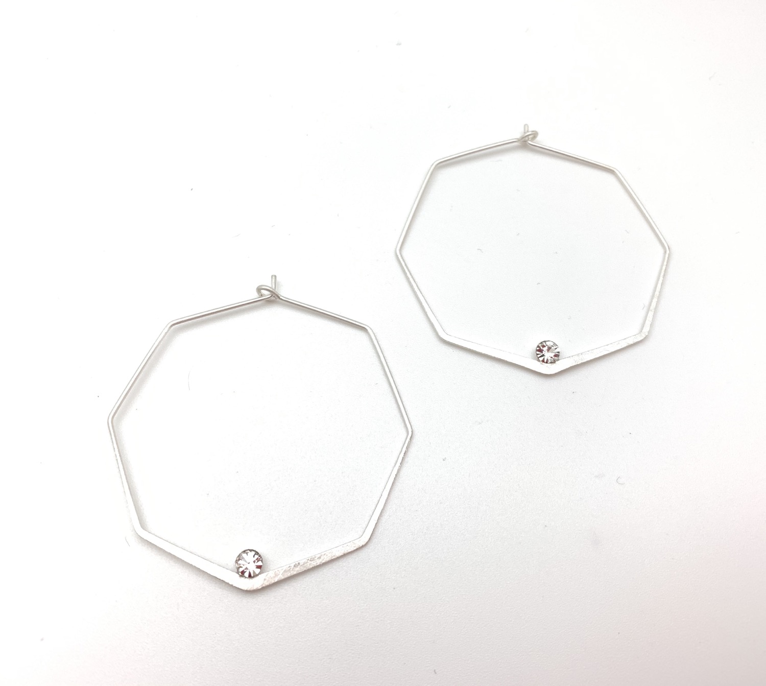 Thumbnail: ES433 Silver Geometric Hoop with Sparkle