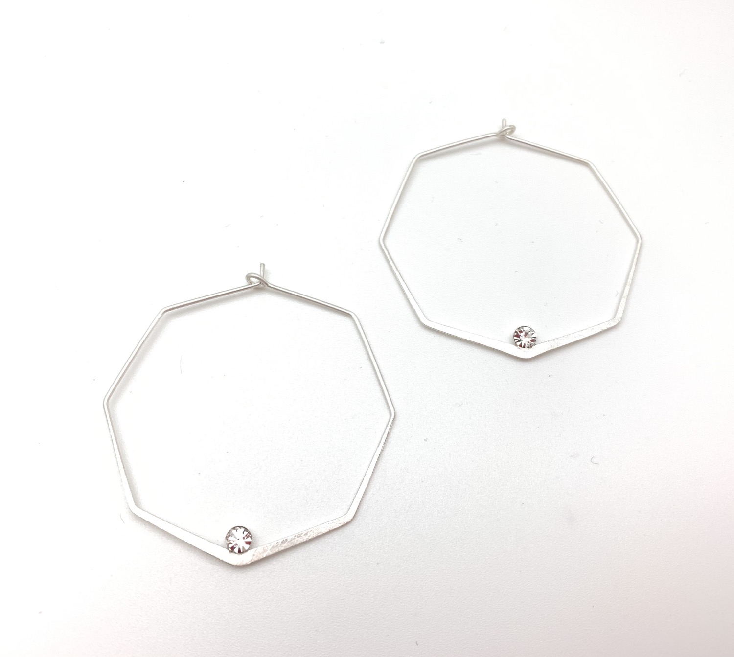 Thumbnail: ES433 Silver Geometric Hoop with Sparkle