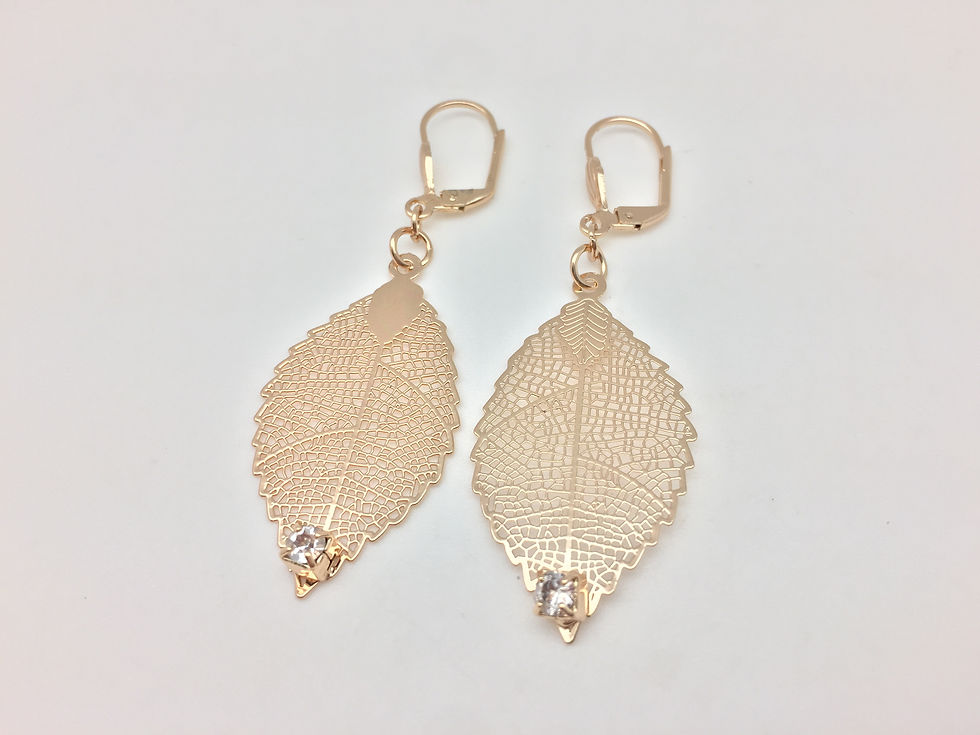H57 Leaf Cutout CZ ER, Gold Fill, Lever Wires
