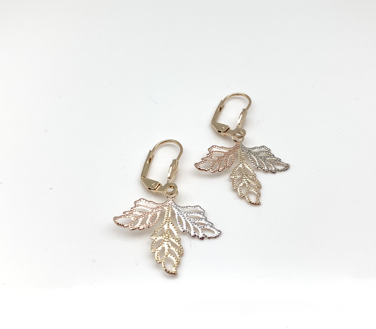 H131 Tricolor Leaf Earrings