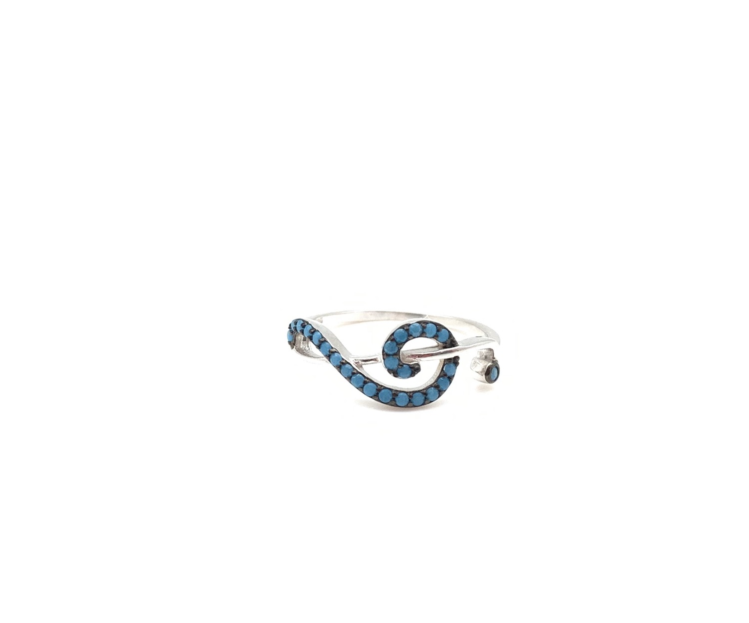 Thumbnail: SR2 Micro Turquoise Sterling Silver Music Ring Size 5, 6, 7, 8, 9, 10