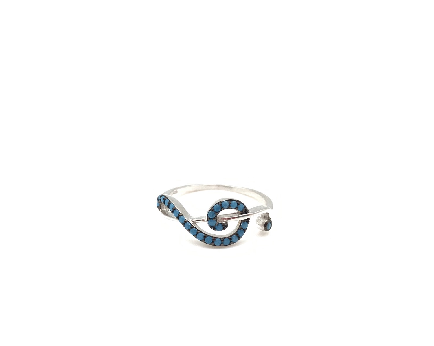 Thumbnail: SR2 Micro Turquoise Sterling Silver Music Ring Size 5, 6, 7, 8, 9, 10