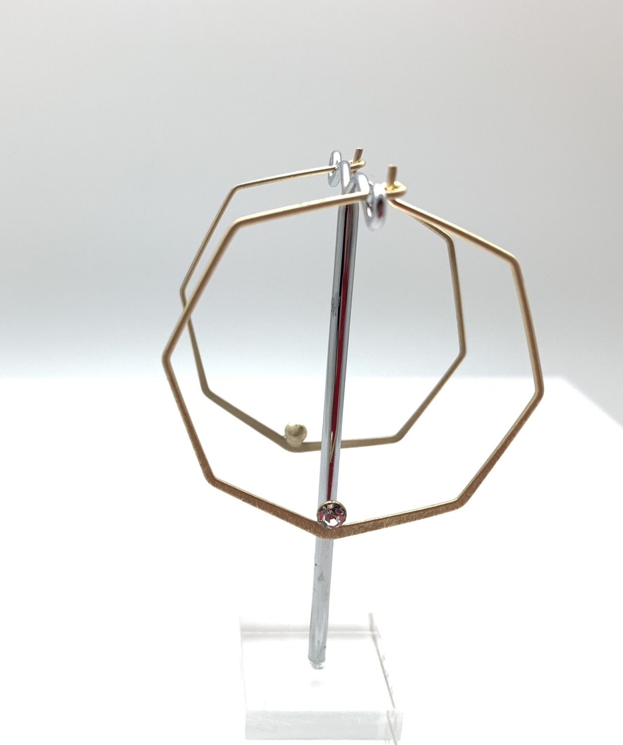 Thumbnail: EG432 Gold Geometric Hoop with Sparkle