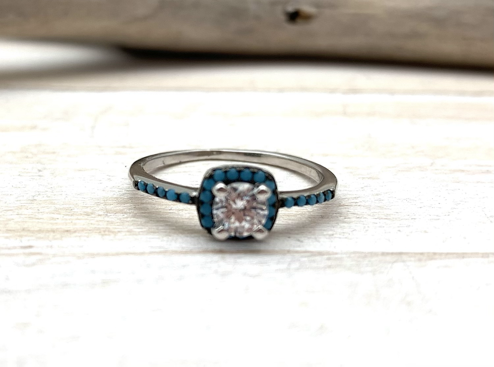 Thumbnail: SR16 Turquoise CZ Silver Ring