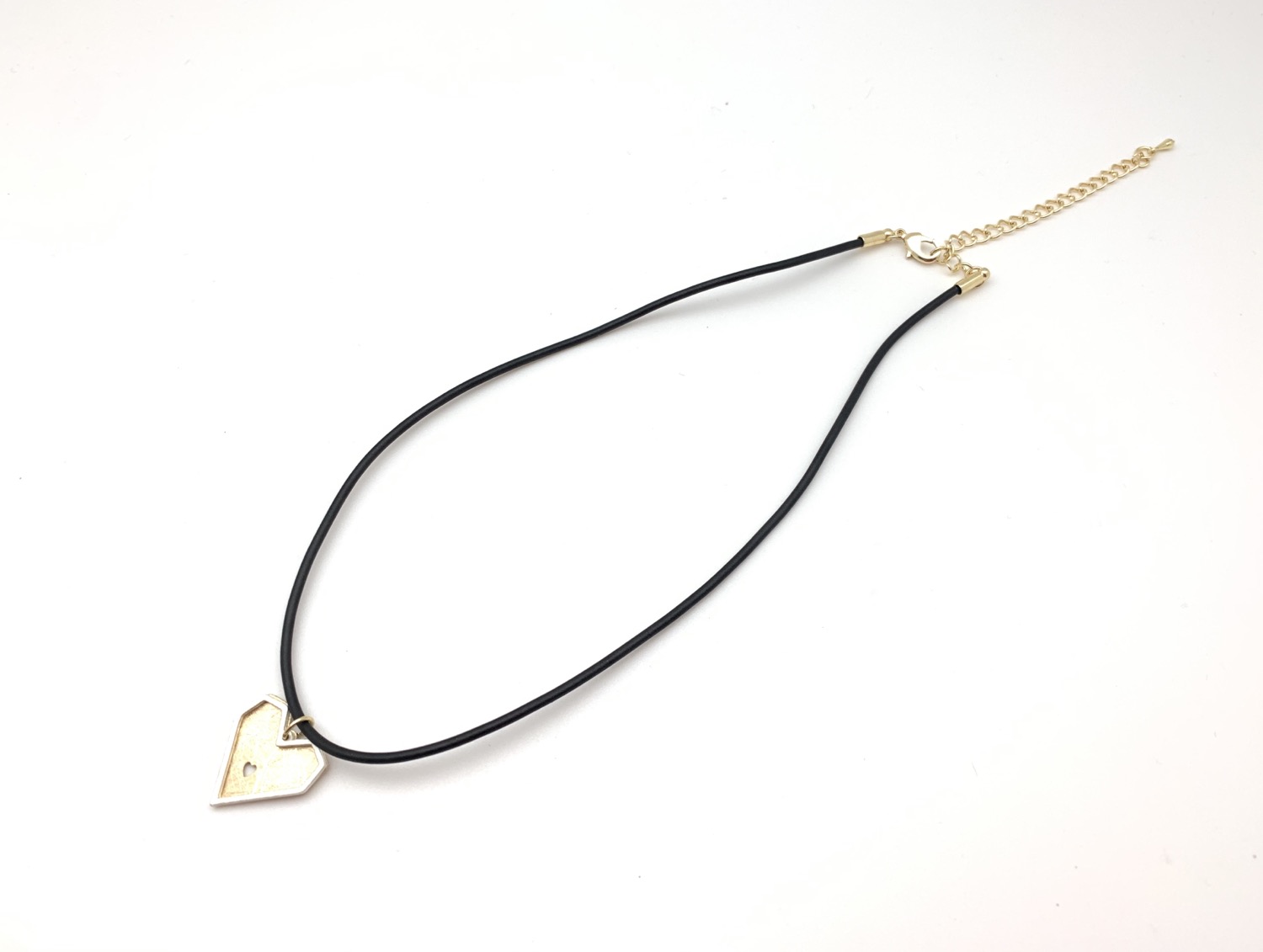 Thumbnail: NG67 Sale $10 Gold and Silver Black Cord Necklace 16"-18" w/extension