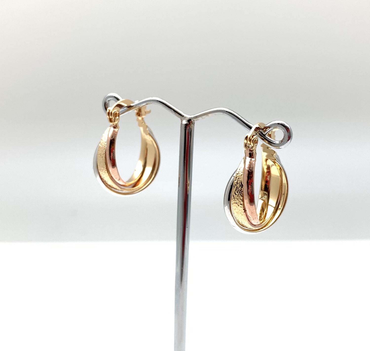 Thumbnail: H125 Tricolor Small Hoop Earrings