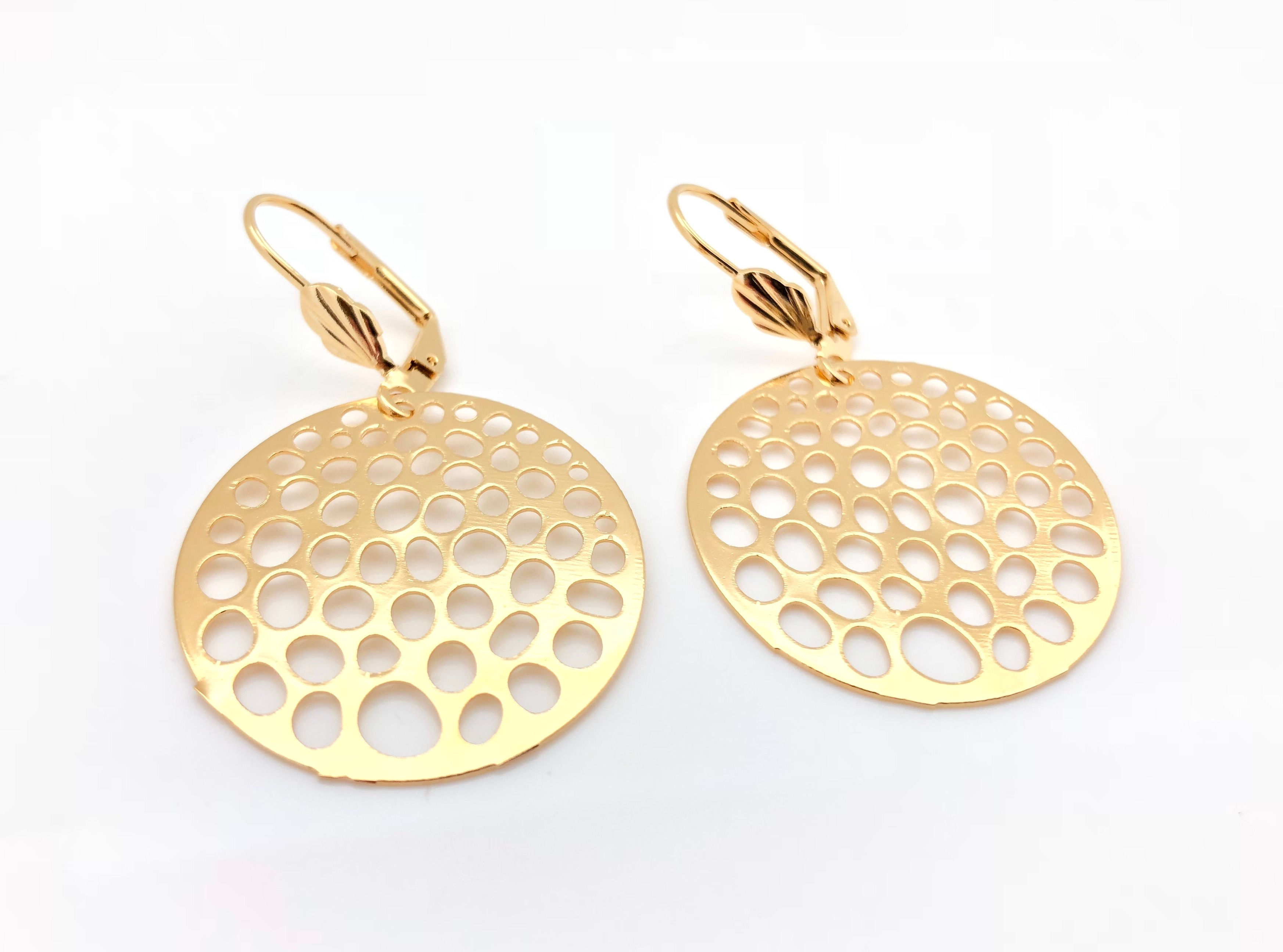 H80 Gold DIsk Circle Earrings