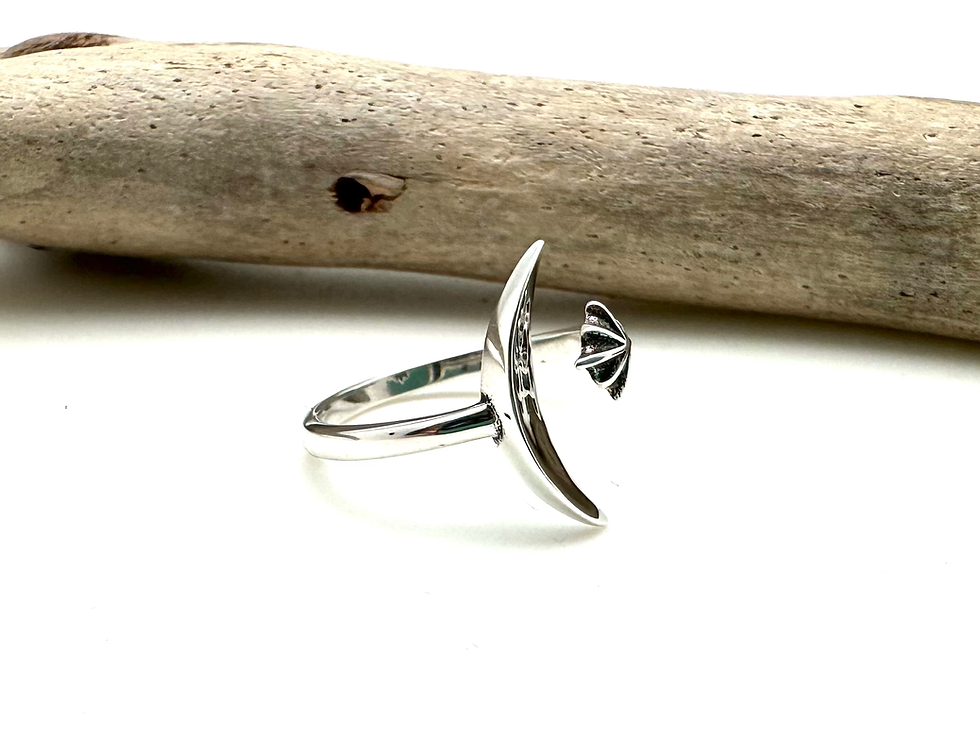 Thumbnail: Sr131 Silver Crescent Moon Star Ring 4-10