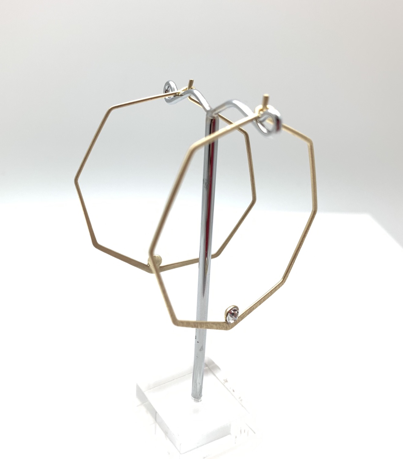 Thumbnail: EG432 Gold Geometric Hoop with Sparkle