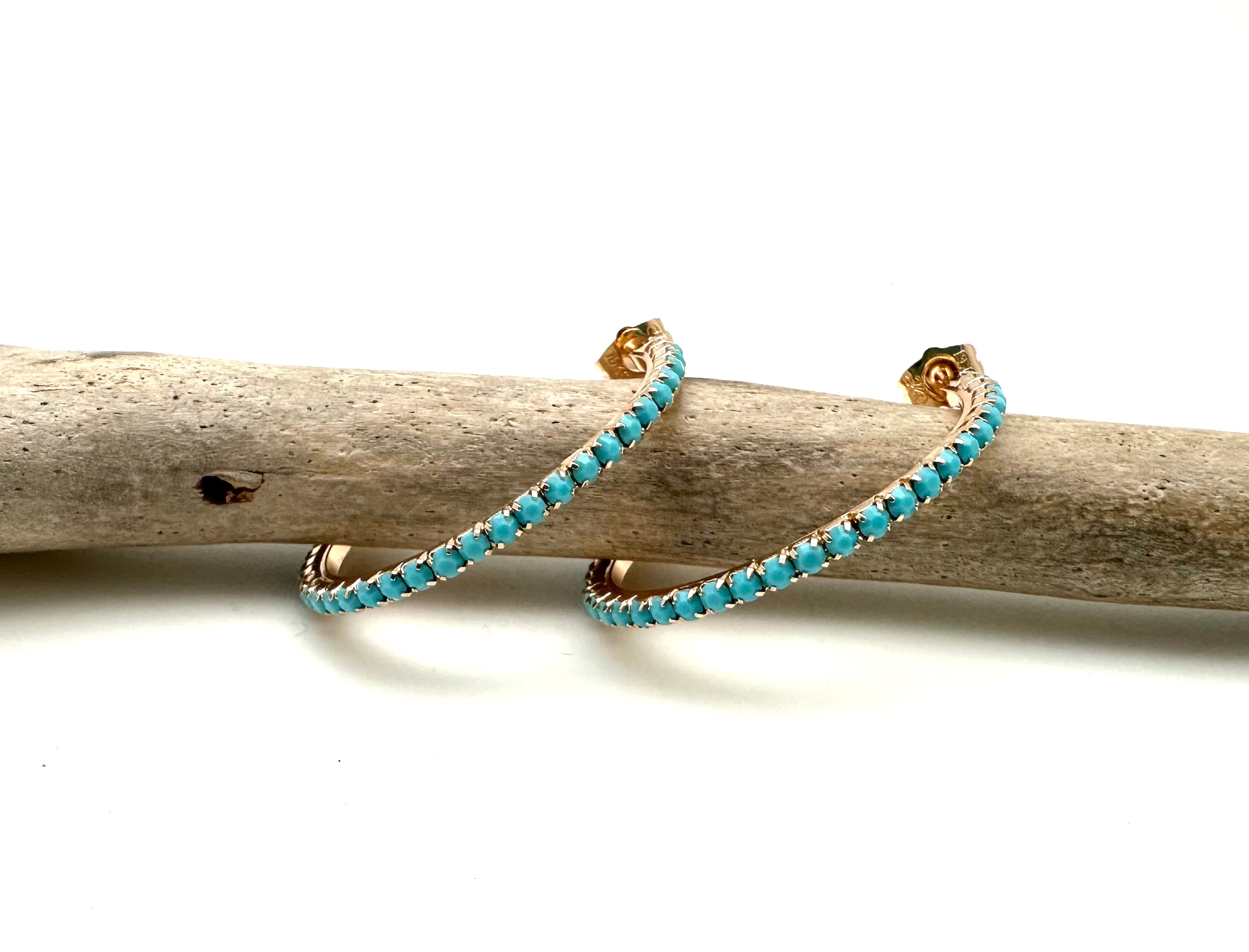 H332 Turquoise Gold Fill Hoops