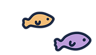 Two fish trying to save money using the digital coupon in their Apple and Google wallets