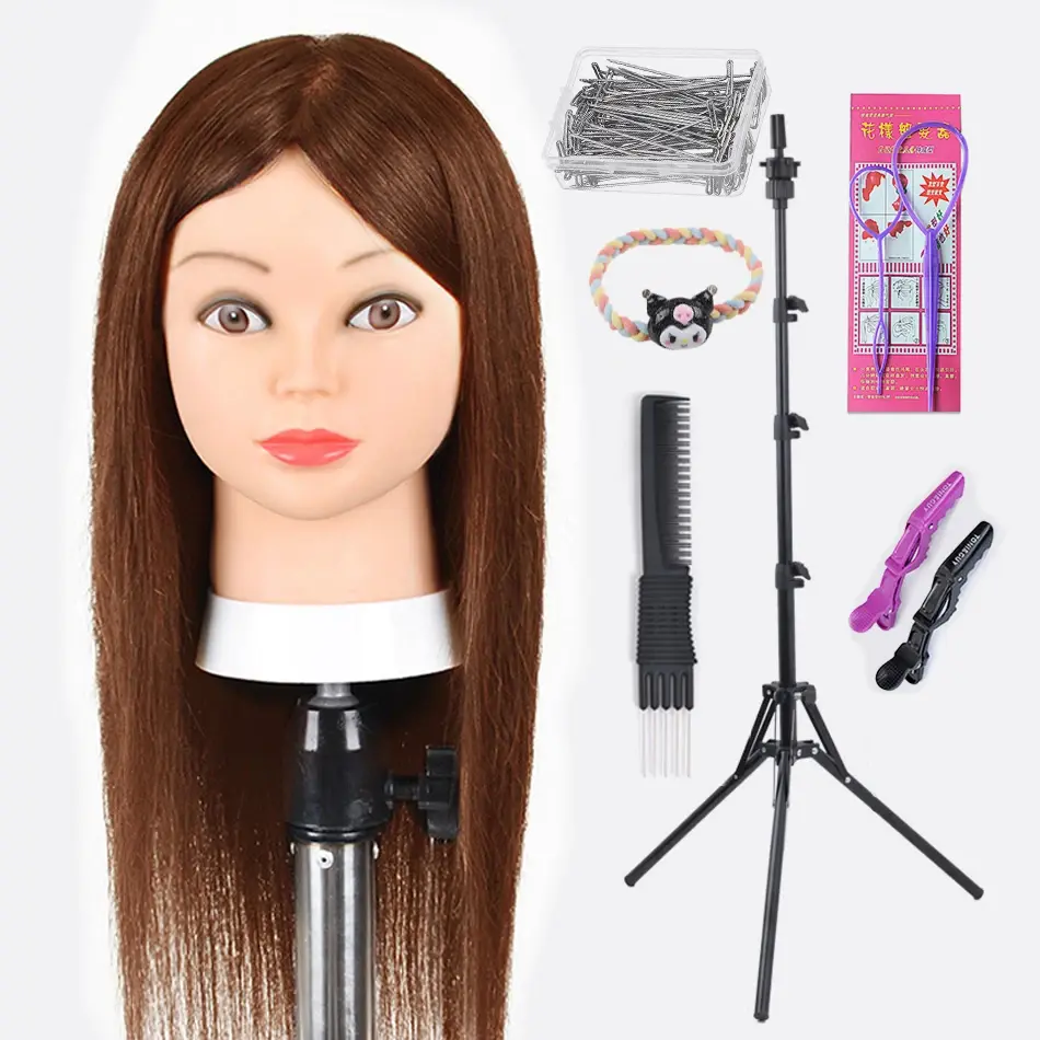 Thumbnail: Mannequin Head With Hair 100% Real Human Hair 10-18'' Cosmetology Mannequin Head