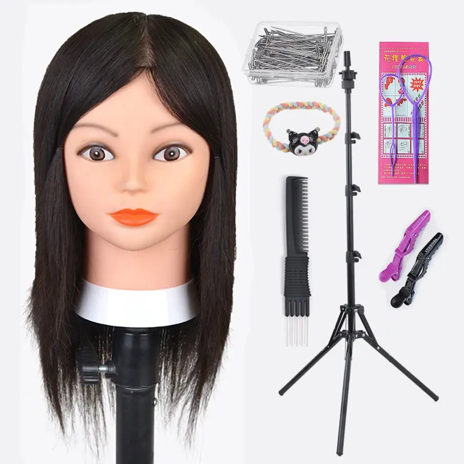 Thumbnail: Mannequin Head With Hair 100% Real Human Hair 10-18'' Cosmetology Mannequin Head