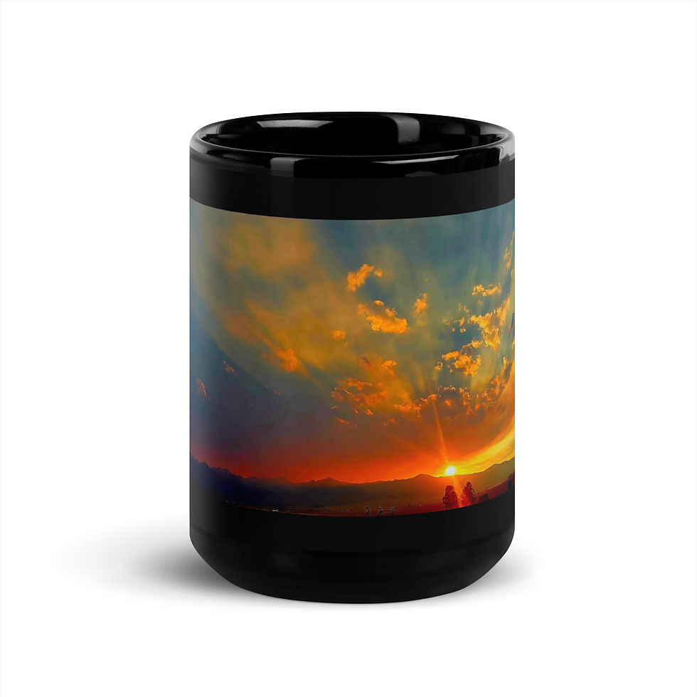 Thumbnail: Spring Collection: The Golden Blaze, A Fine Art Black Glossy Mug