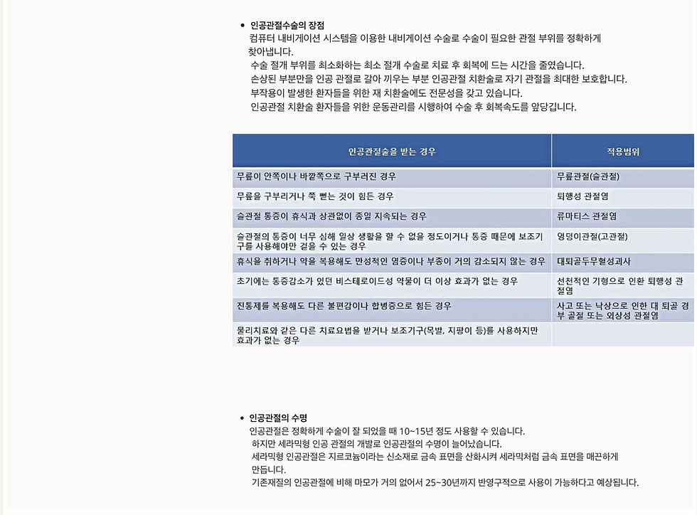 세일병원 관절센터 인공관절 치환술