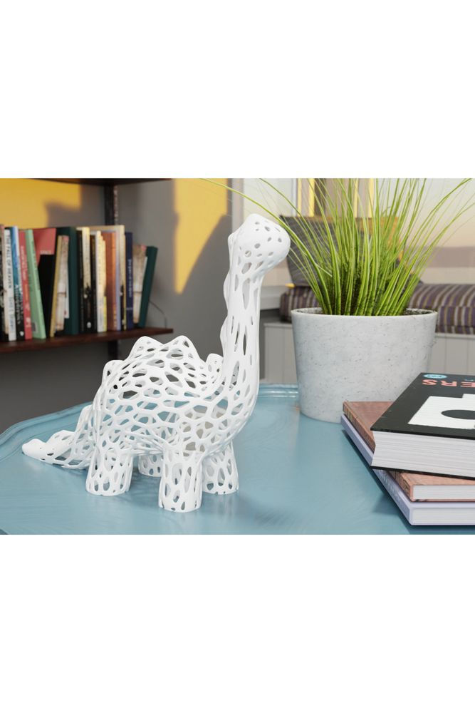 Modern Hayvanlar Biblo Masa Üstü Delikli Görünümlü Beyaz Plastik Dinazor R