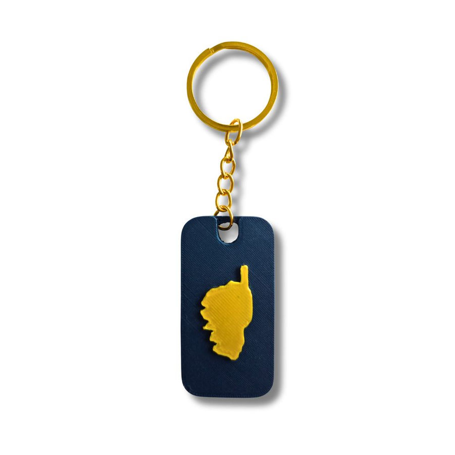 Porte-clés sifflet d’alerte Corse bleu marine avec île jaune – CYNANE