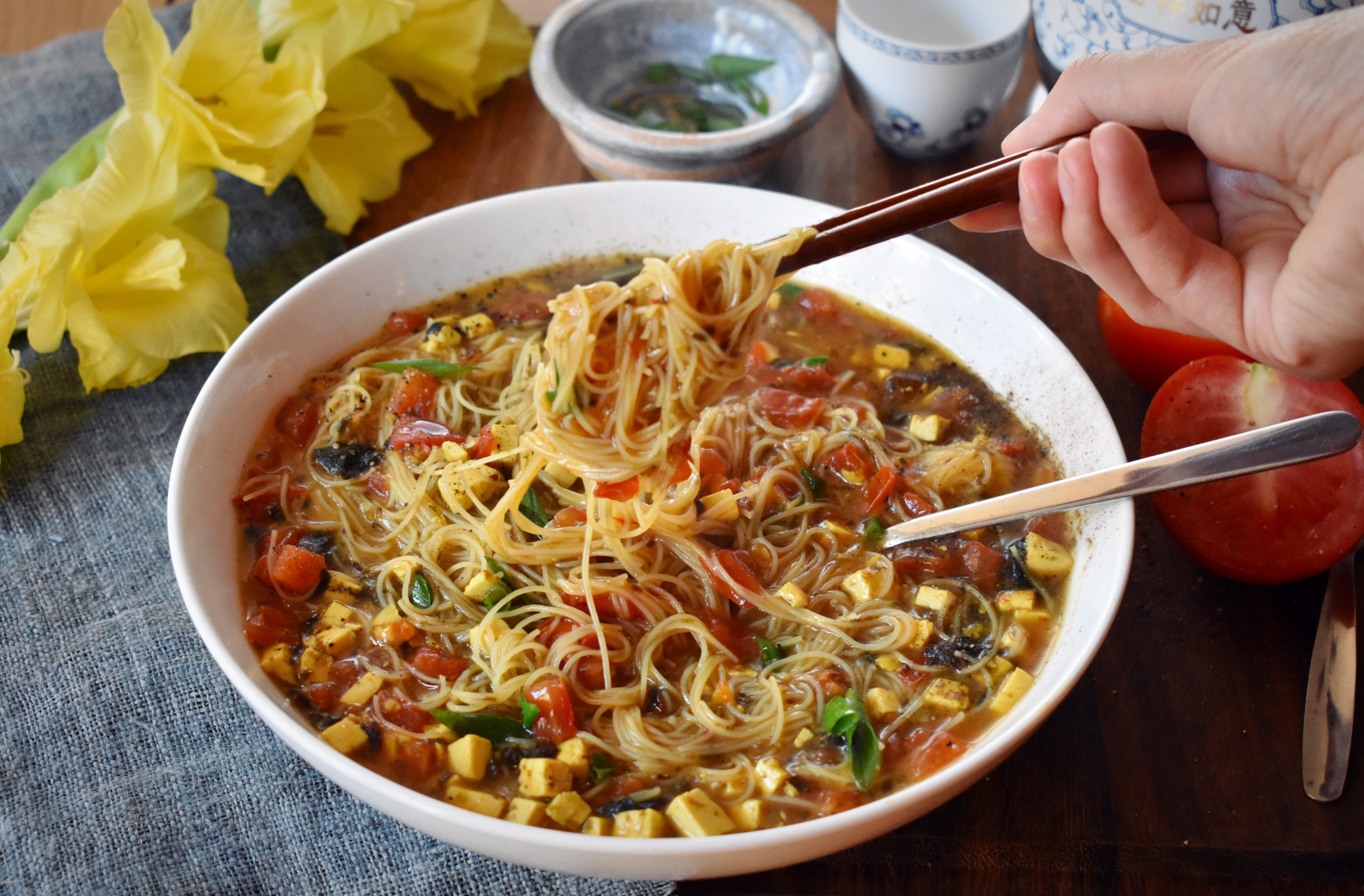 Tomato & Tofu Chinese Noodle Soup