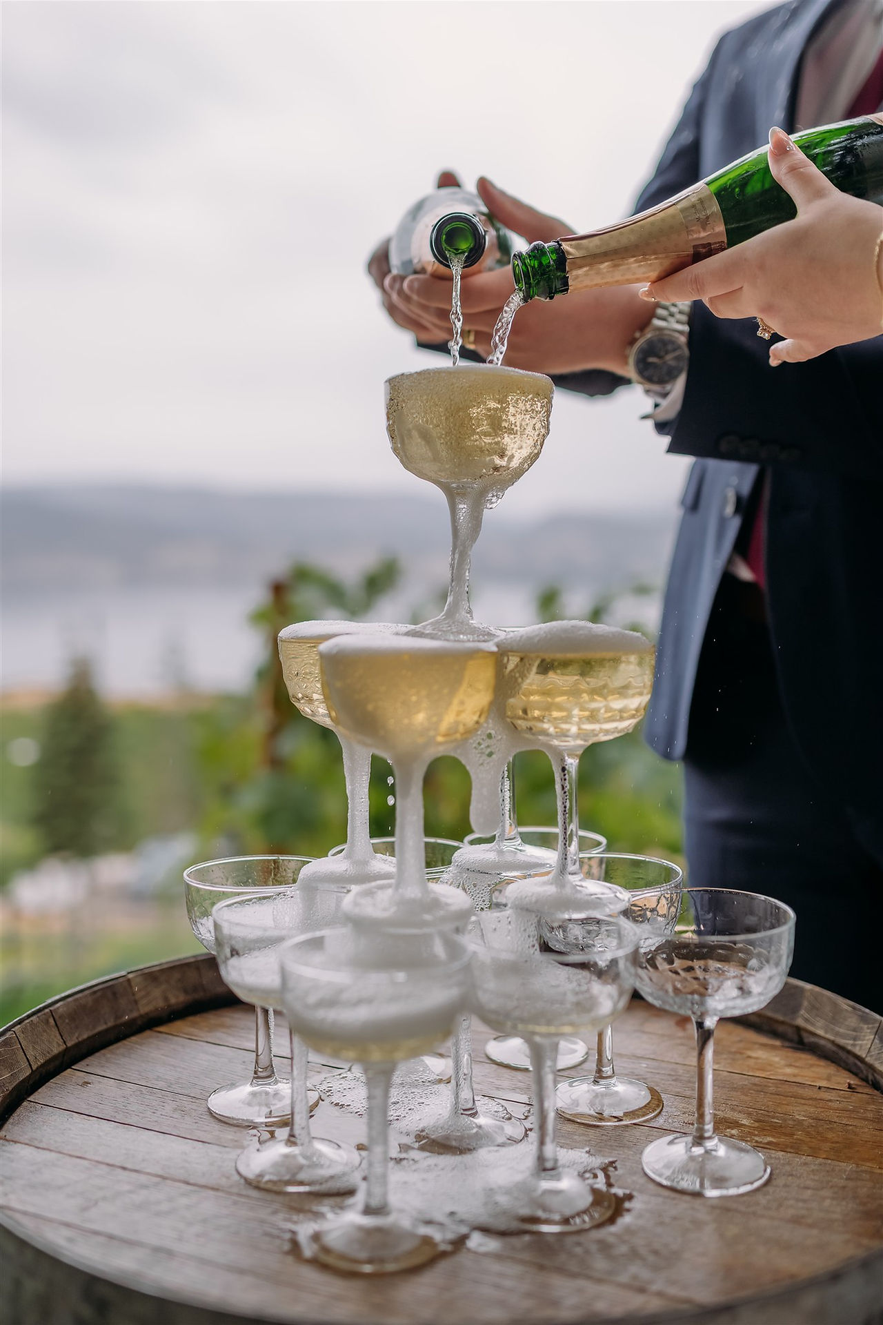 Okanagan Elopement - champagne tower