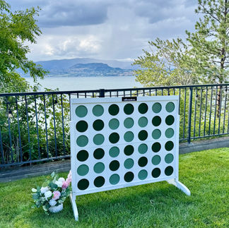 wedding lawn game rental in Penticton, giant 4 connect with Okanagan lake views in background