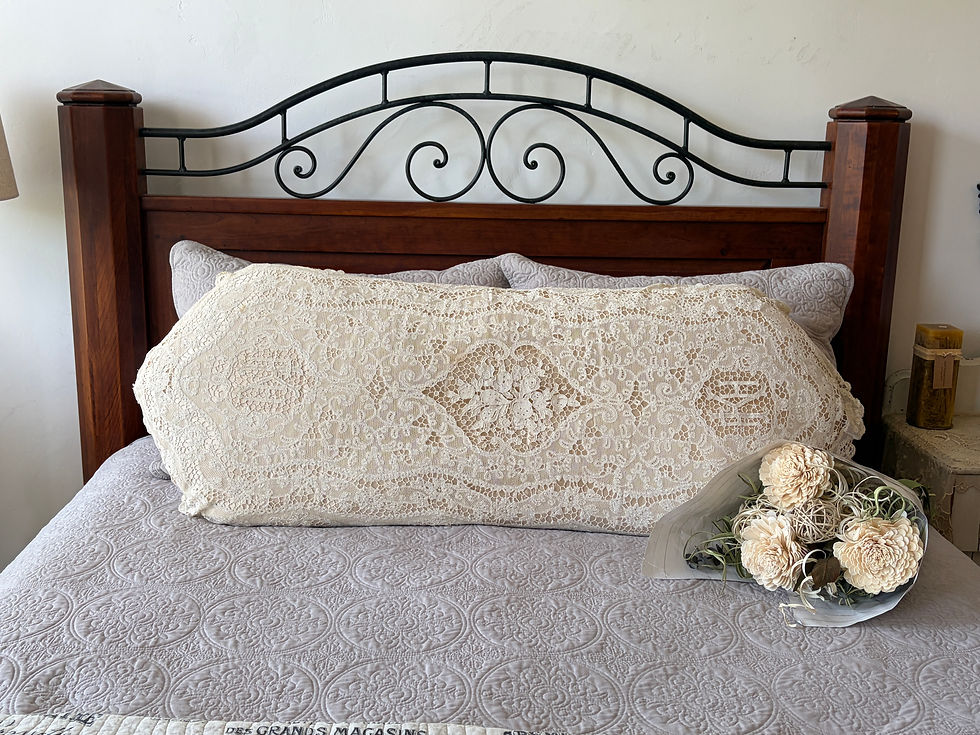 Thumbnail: Very Large Bobbin Lace Antique Bed Pillow