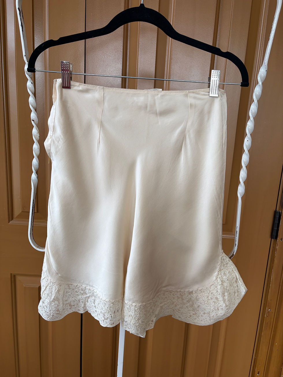 Thumbnail: 1920's Antique Ivory Silk Tap Pant with Lace