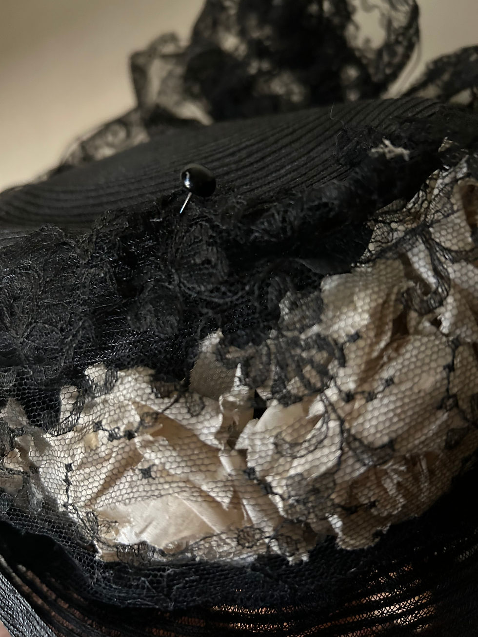 Thumbnail: 1910's Black Lace Period Historical Woman’s Hat