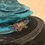 Thumbnail: SOLD Edwardian Teal Velvet Hat with Metallic Gold Floral Trim