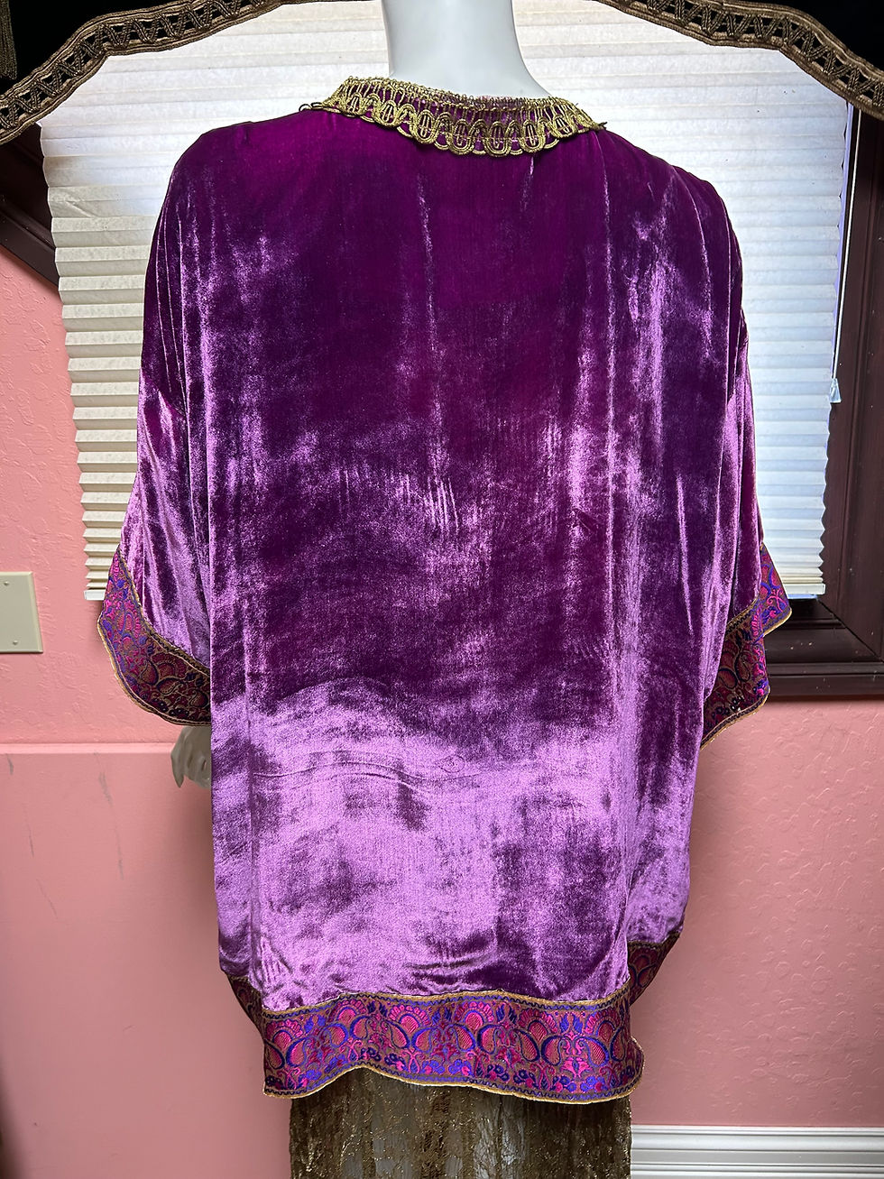Thumbnail: Violet Silk Velvet Jacket/Robe with Metallic Braid and Ethnic Cuffs
