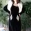 Thumbnail: 1930s Black Velvet Gown with Lace Pockets