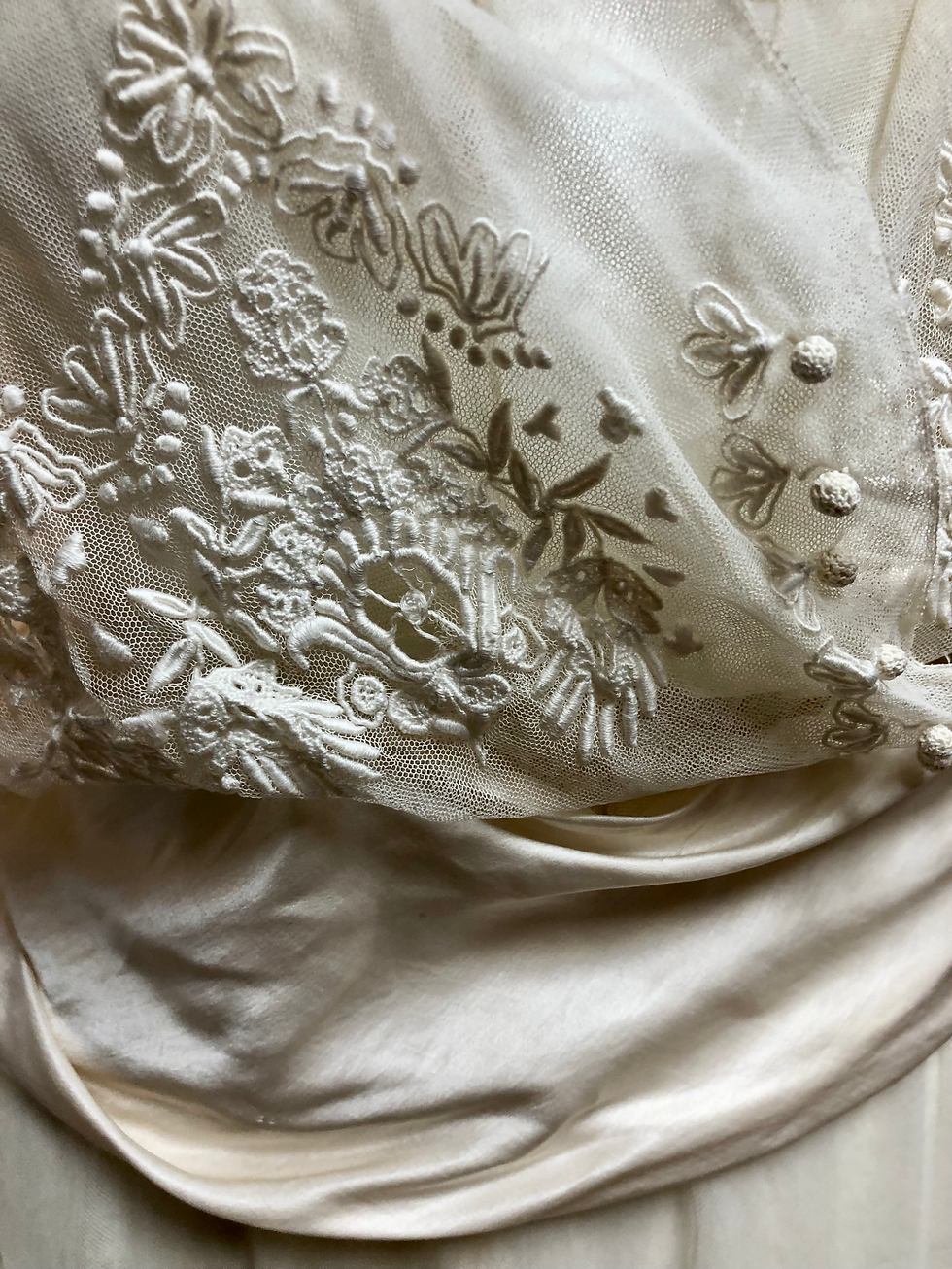 Thumbnail: SOLD 1910's Titanic Era Two-Tiered Embroidered Voile Dress