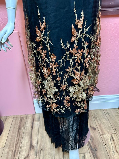 Thumbnail: Bellasoiree Original 1930's Chantilly Lace Egyptian Revival Style Gown