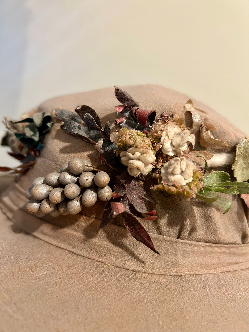 Thumbnail: Edwardian 1910's Hat with Fruit and Floral Appliques