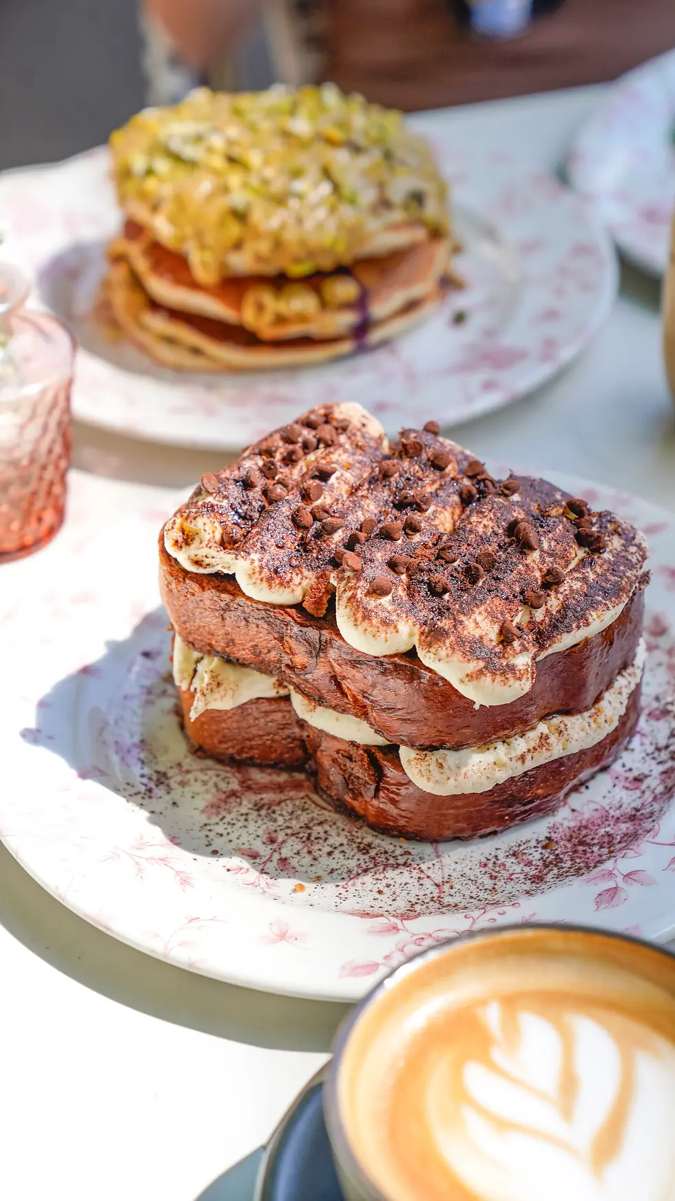 Tiramisu French Toast from the best brunch in Miami with dulce de leche and raspberries
