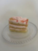 Vanilla cake with strawberry frosting