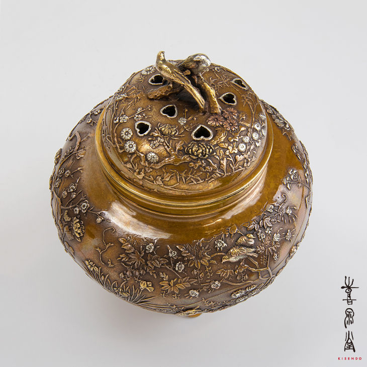 サムネイル： 花鳥香炉(彩色煮色仕様)