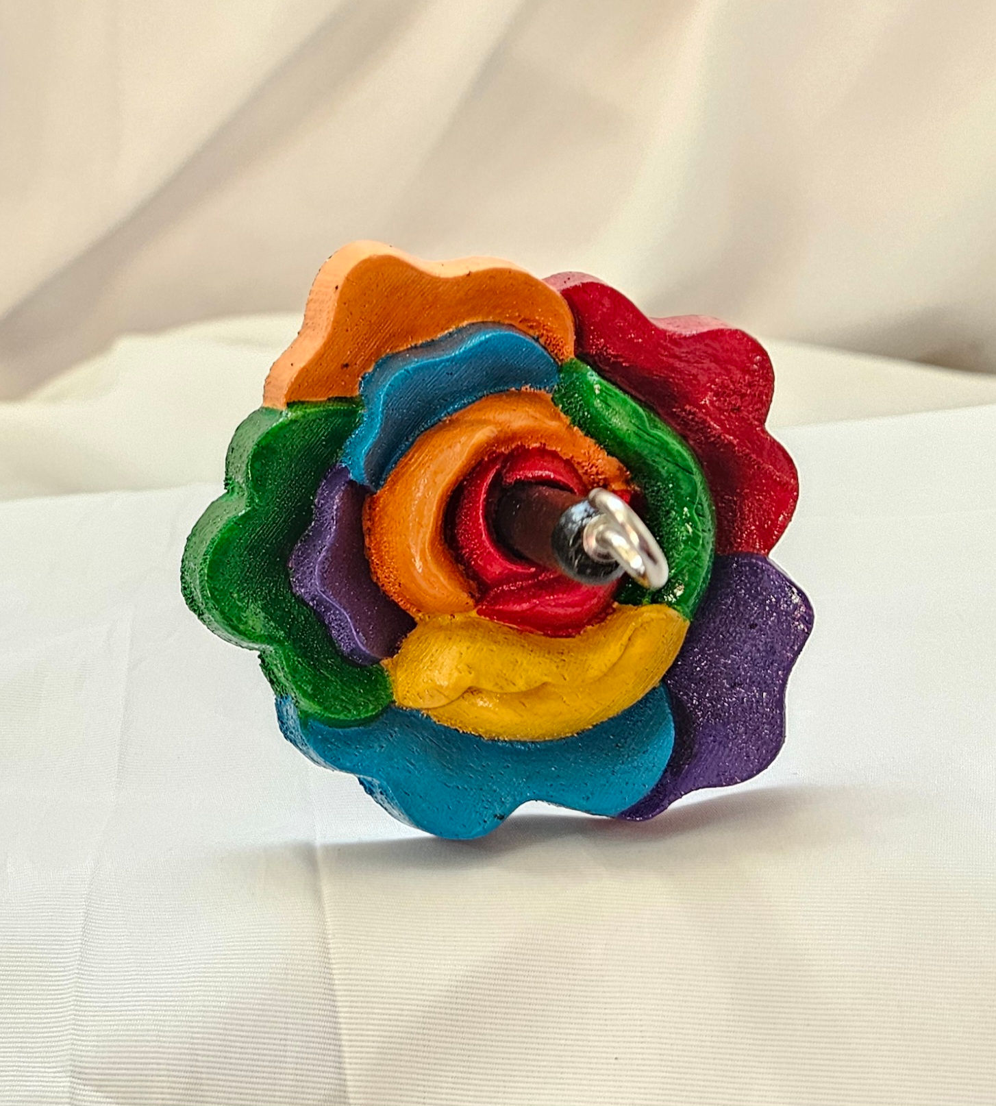 Rainbow Rose Medium Drop Spindle