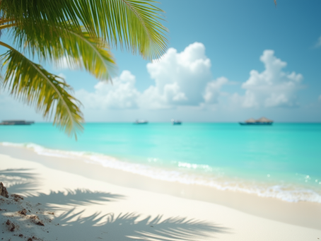 tropical beach with white sand and turquoise water