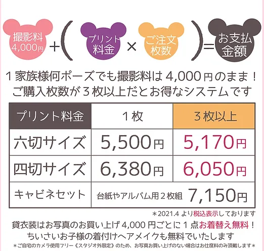 高知の写真館プリプリ 料金