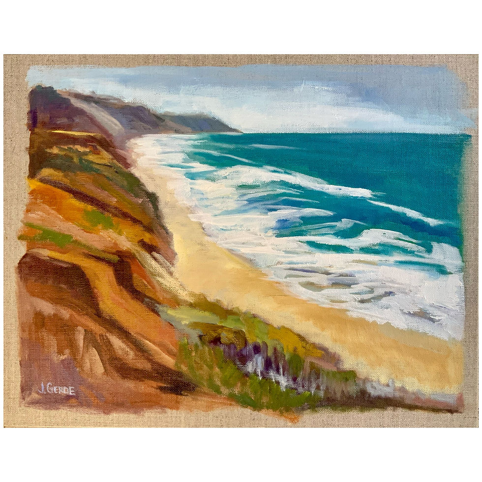 Thumbnail: Afternoon on the Coast, Original Plein Air Oil Painting on Natural Linen Panel