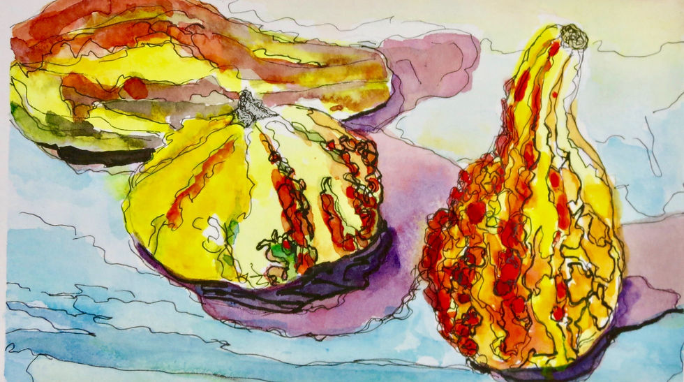 Thumbnail: Gourds, Original Watercolor Still Life Giclee