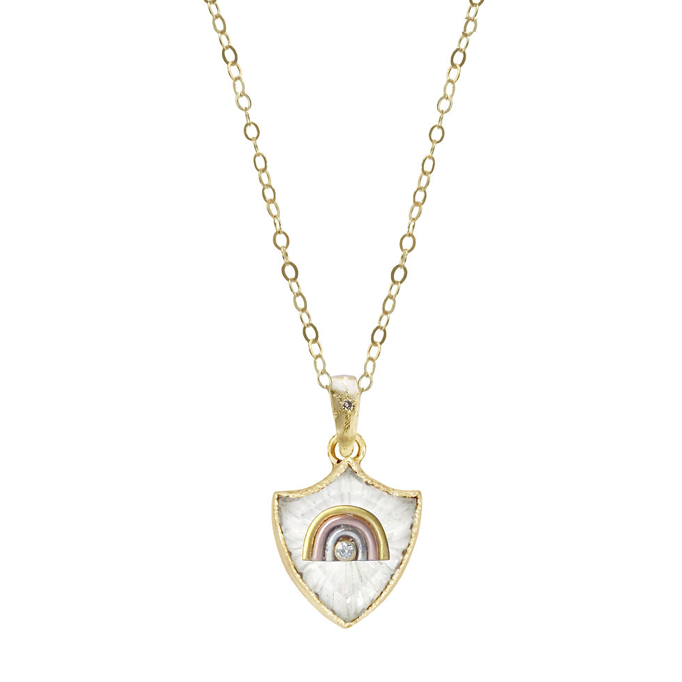 Thumbnail: 14K SMALL SHIELD AMULET NECKLACE- SELECT YOUR CHARM
