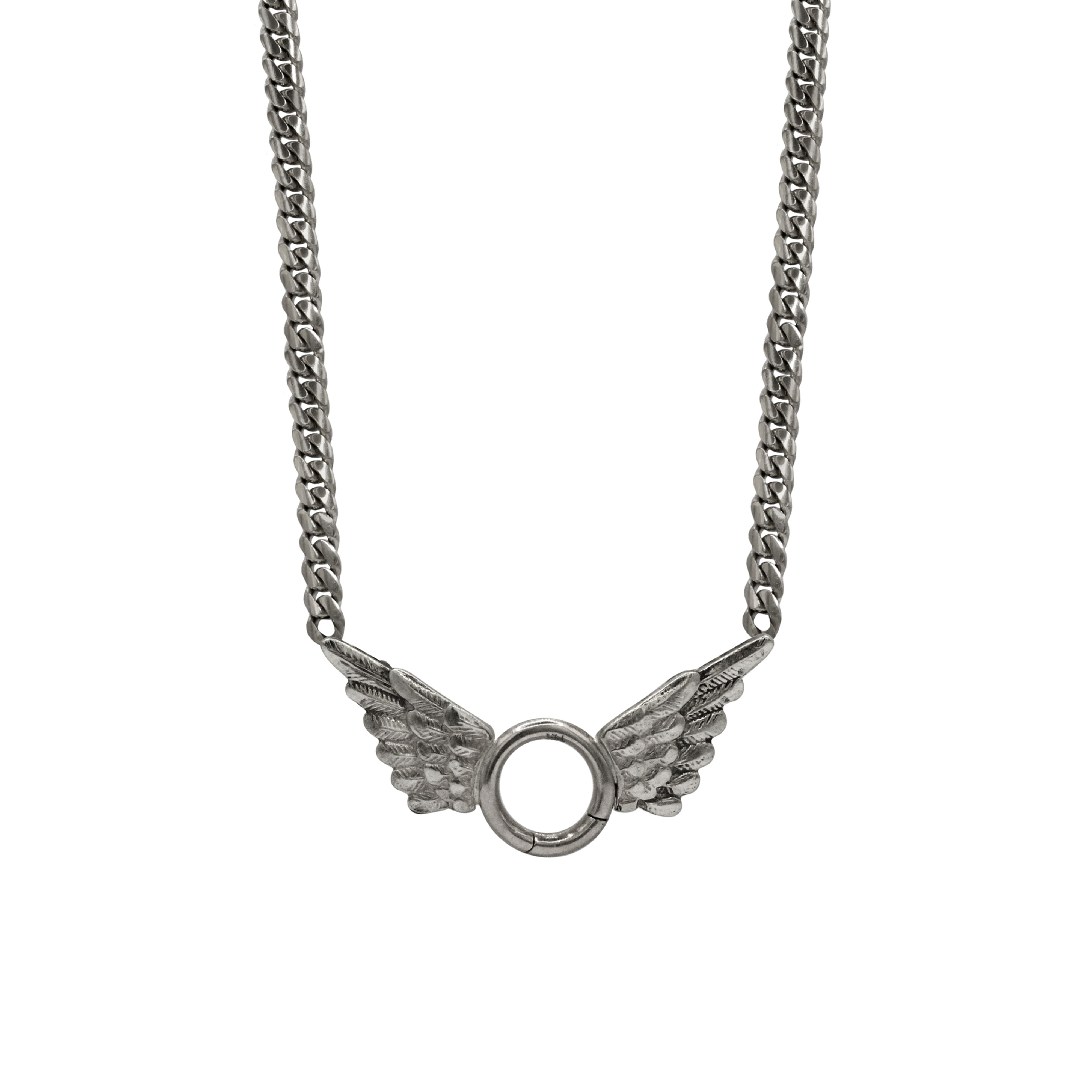 Antiqued Silver Winged Charm Holder