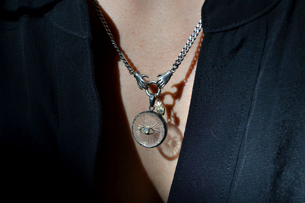 Thumbnail: DOUBLE HAND CHARM HOLDER NECKLACE