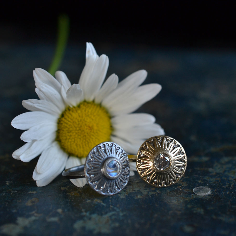Thumbnail: Daisy Door Antiqued Silver Moonstone Ring
