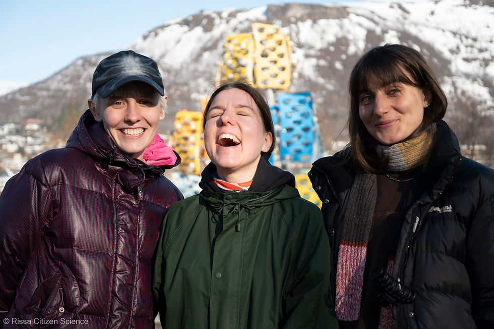Jacqueline Kärcher, Florentine Shäfermeier and Martha Steinmetz in Tromsø with Rissa Citizen Science.