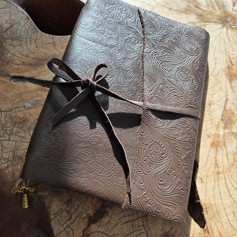 wraparound Botanical Embossed leather journal cover