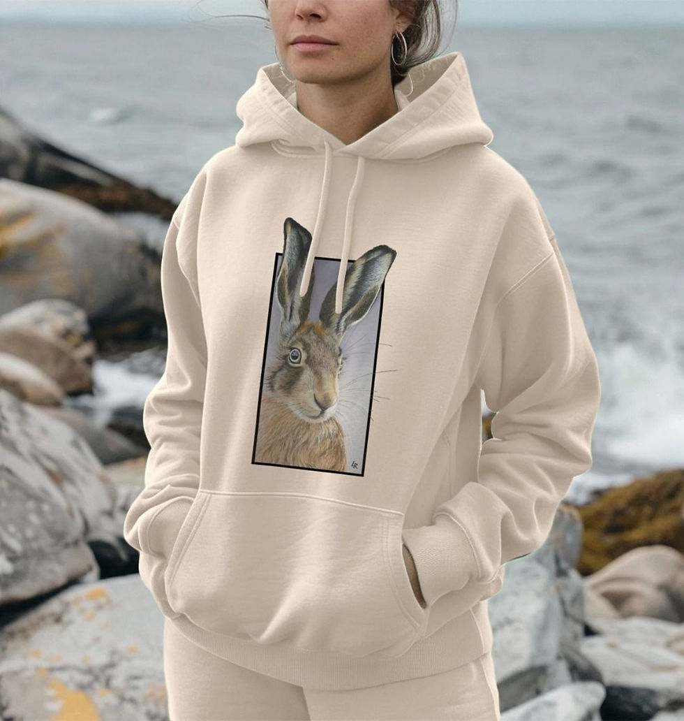 unisex Kangaroo pocket hoodie featuring Hare artwork.